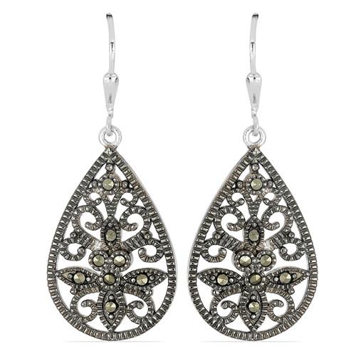 BUY NATURAL AUSTRIAN MARCASITE GEMSTONE  EARRINGS IN 925 SILVER